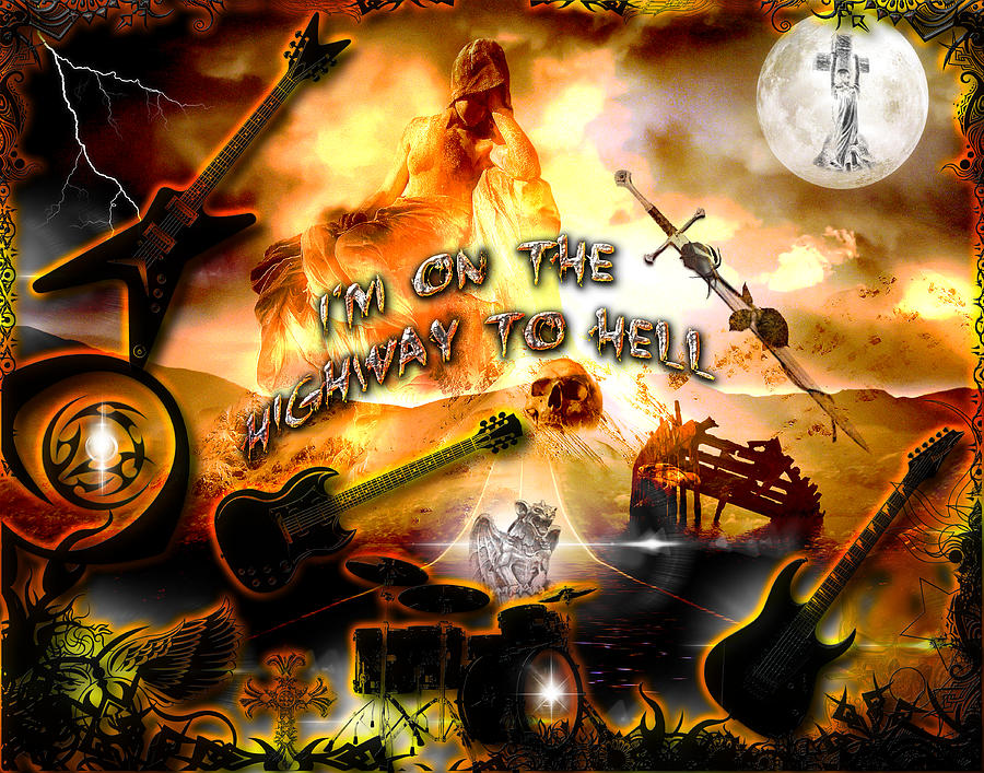 Rock And Roll Digital Art - The Highway To Hell by Michael Damiani