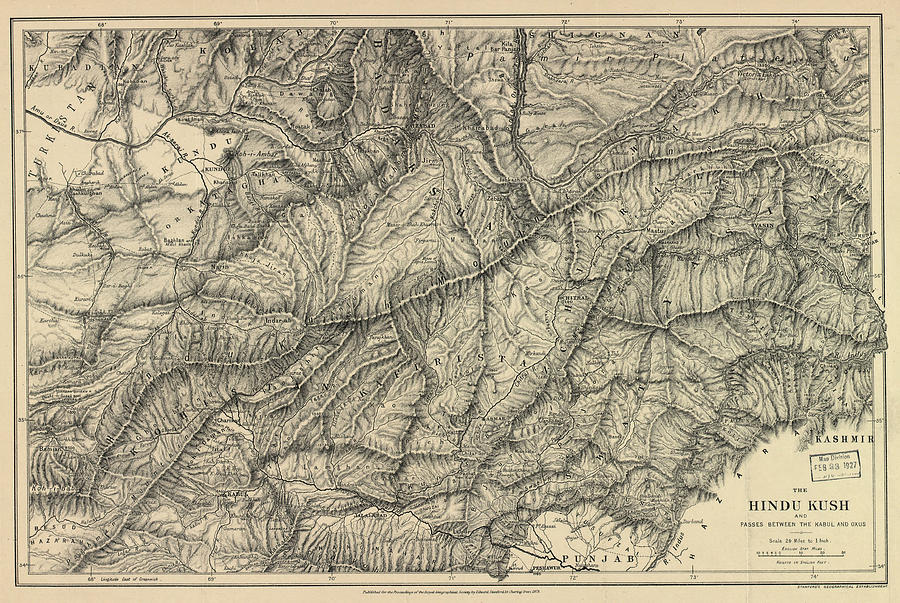 The Hindu Kush and passes between the Kabul and Oxus Painting by Royal ...