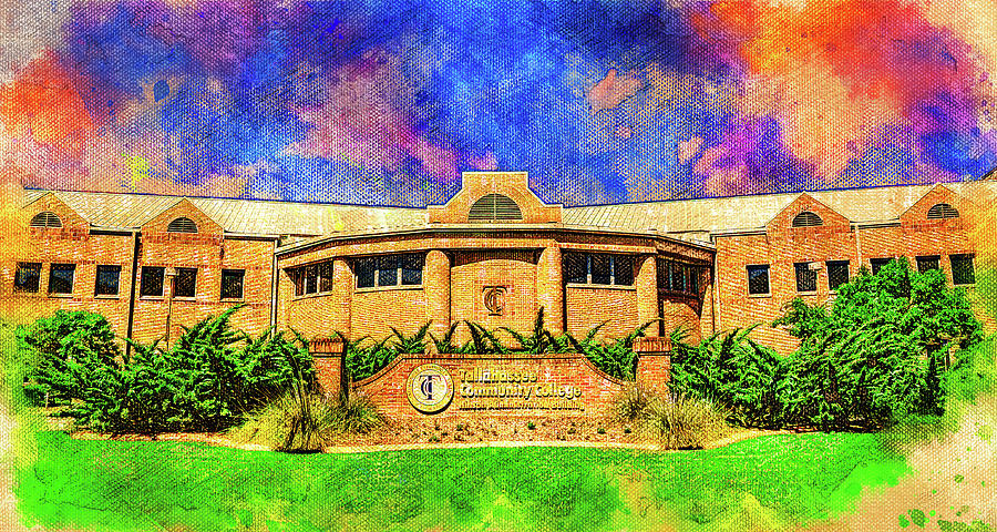 The Hinson Administration Building of the Tallahassee Community College at sunset  Digital Art by Nicko Prints