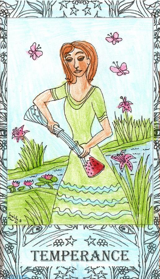 The Hinted Tarot In Colour Temperance Drawing by Sushila Burgess - Fine ...