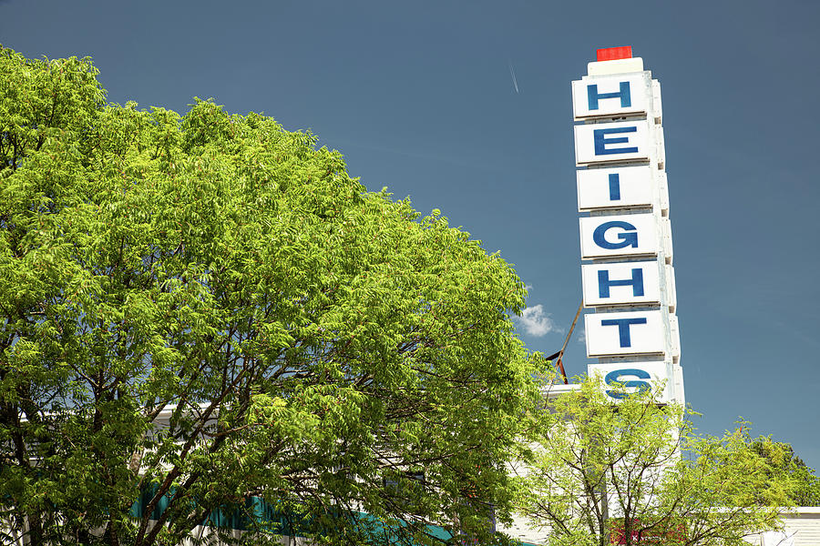 The Historic Heights Theatre Sign - A Timeless Icon of Kavanaugh Boulevard Photograph by Gregory Ballos