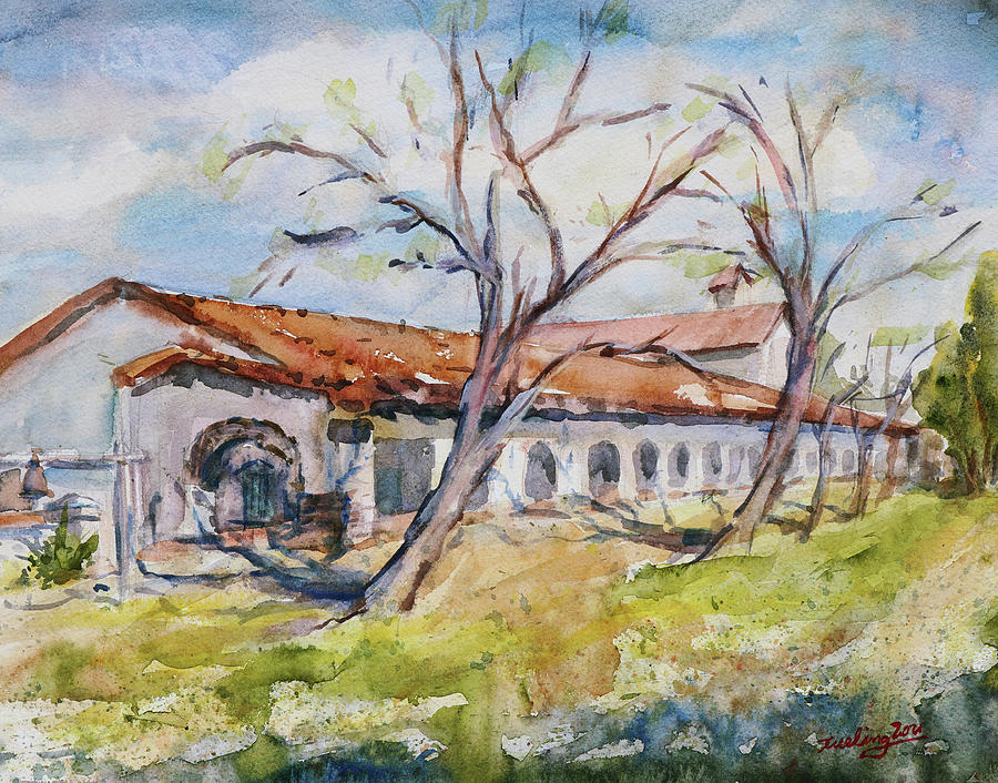 The Historic Spanish Mission San Juan Bautista California Painting by Xueling Zou