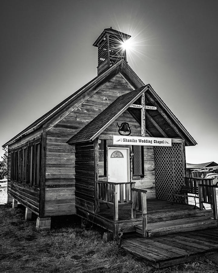 Historic Wedding Chapel of Shaniko, Oregon, Black and White Photograph by Jason McPheeters