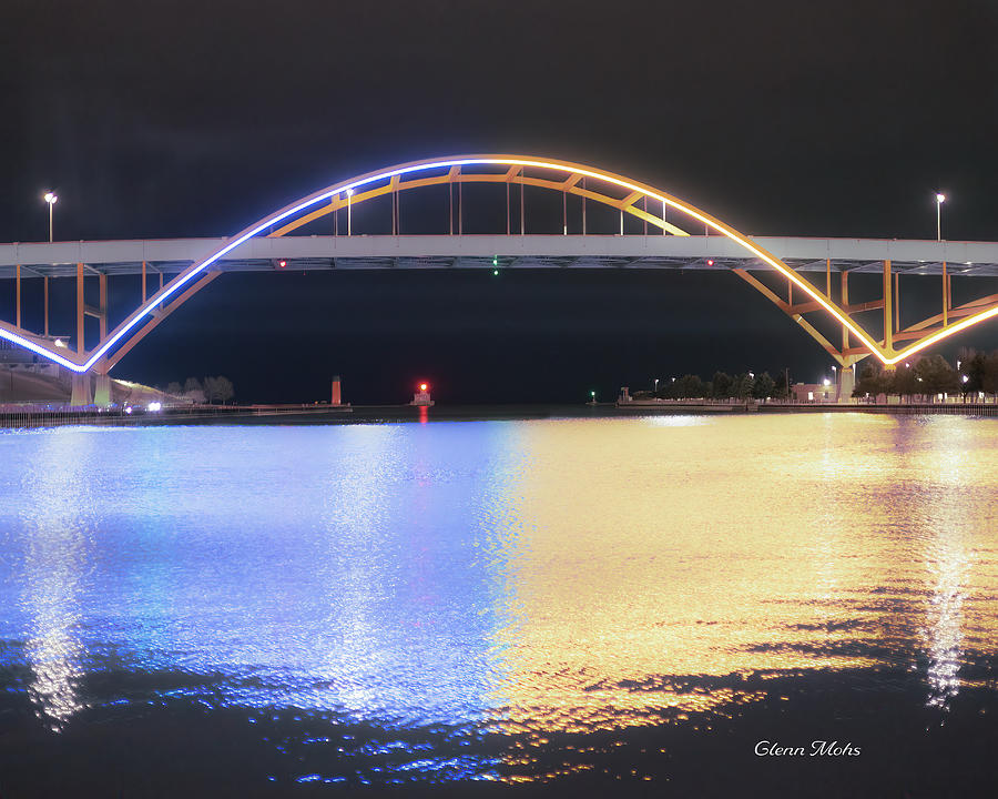 The Hoan Bridge lit up for Ukraine Photograph by GLENN Mohs