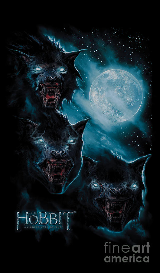 Halloween Digital Art - The Hobbit Lotr Three Warg Wolf Moon by Rose Wick