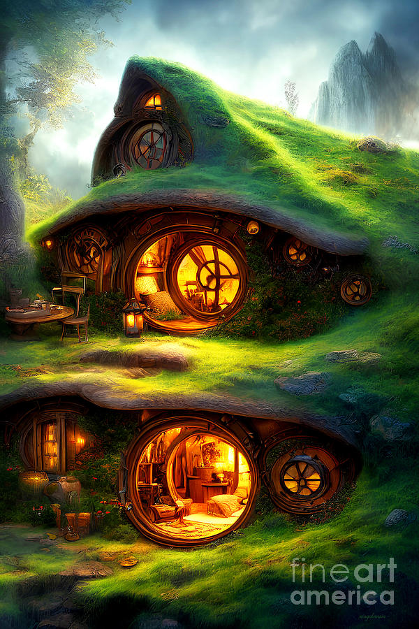 Elf Mixed Media - The Hobbits Shire 20221014b by Wingsdomain Art and Photography