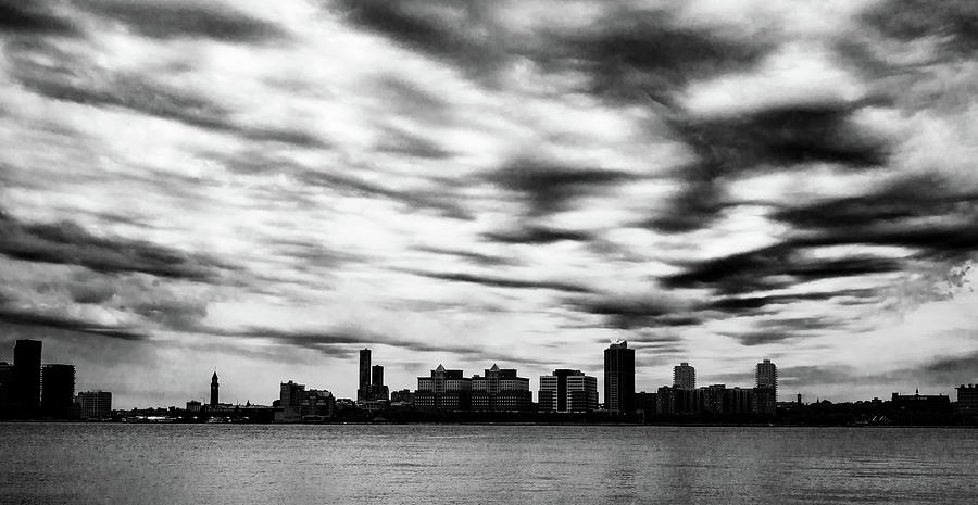 The Hoboken Skyline In Black And White Photograph