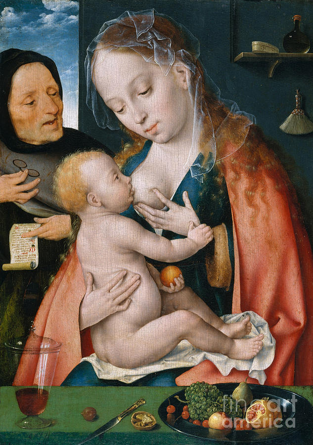 The Holy Family by Joos van Cleve Painting by Joos van Cleve