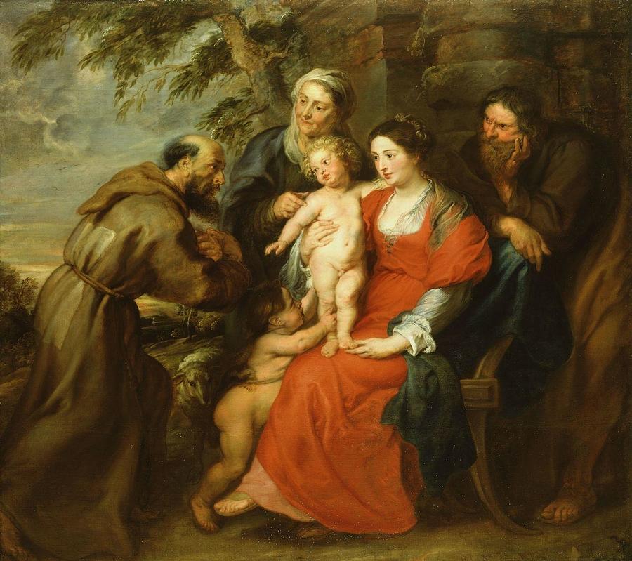 The Holy Family with Saint Francis Painting by Peter Paul Rubens - Fine ...