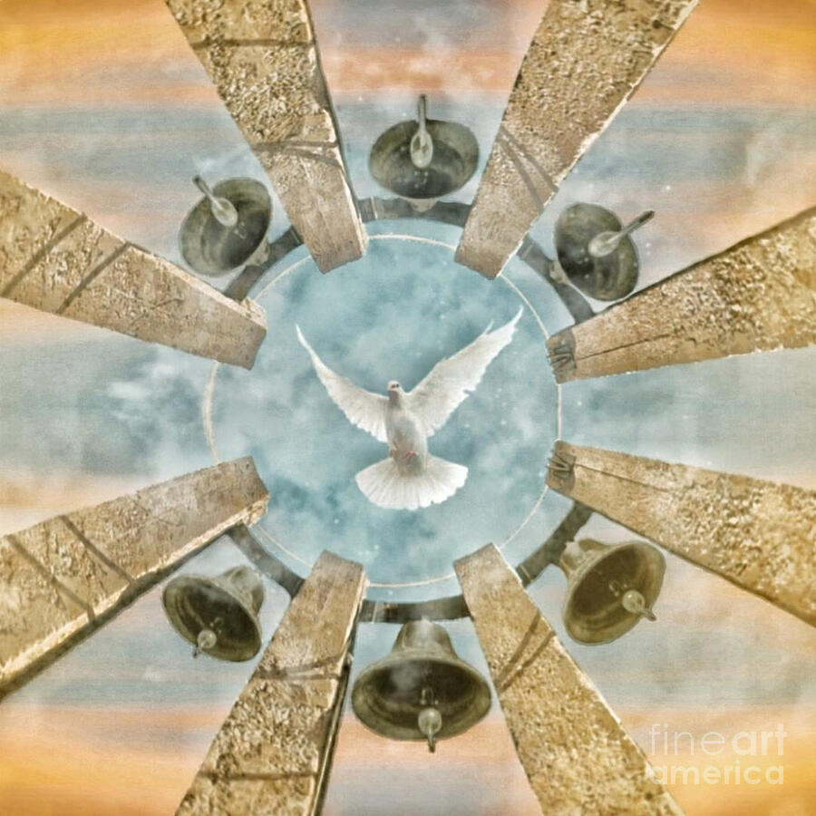 The Holy Spirit Over Church Bells Mixed Media