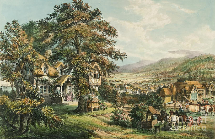 The Home of Evangeline, 1864 Painting by Currier and Ives
