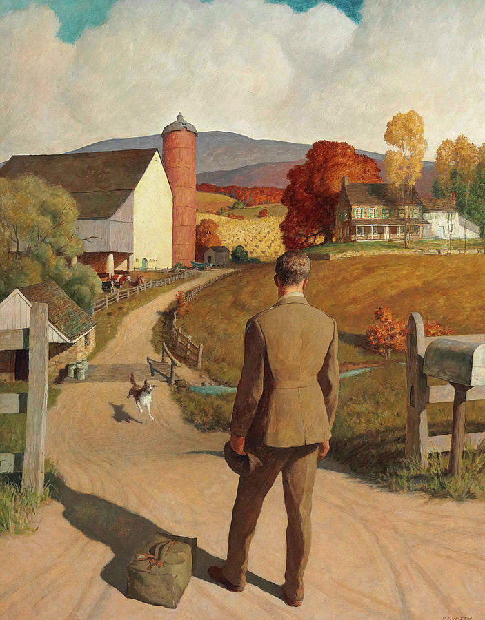 Farm Painting - The Homecoming, 1945 by Newell Convers Wyeth