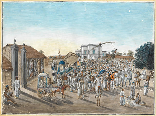 The hook-swinging festival, attributed to the artist Sewak Ram Patna, early 19th Centu Painting by Artistic Rifki
