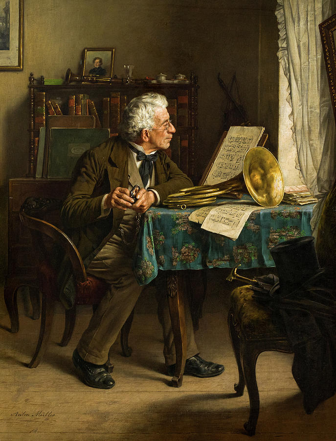 The Horn Player Painting by Anton Muller - Fine Art America