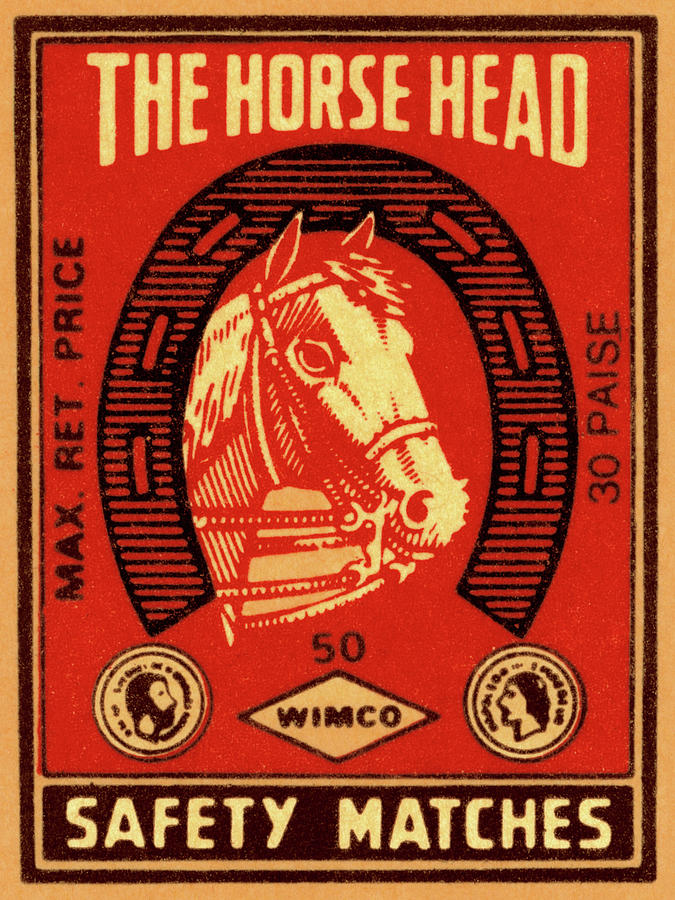 Vintage Drawing - The Horse Head Safety Matches by Vintage Match Covers