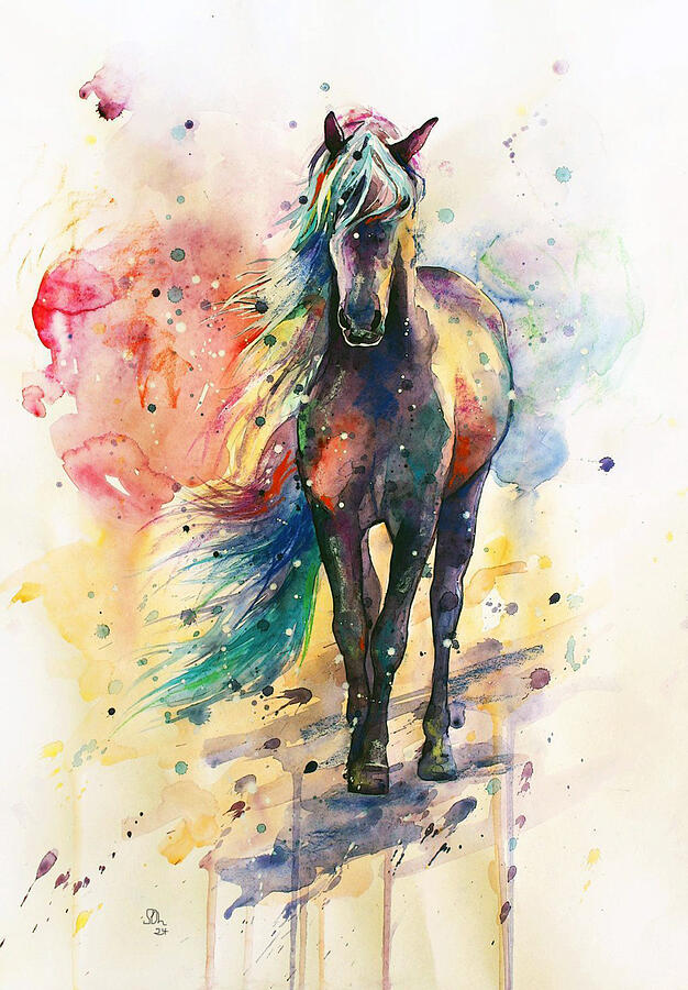 The Horse Watercolor Painting by Sandi OReilly