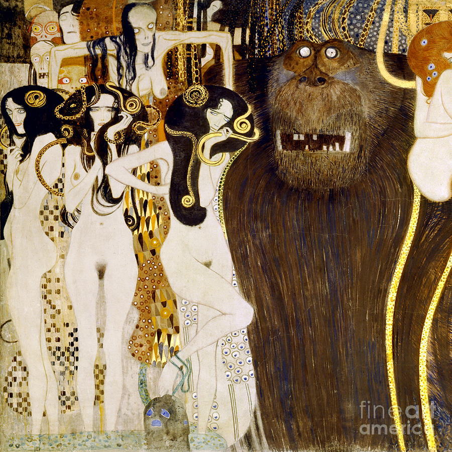 The Hostile Powers from The Beethoven Frieze Painting by Gustav Klimt