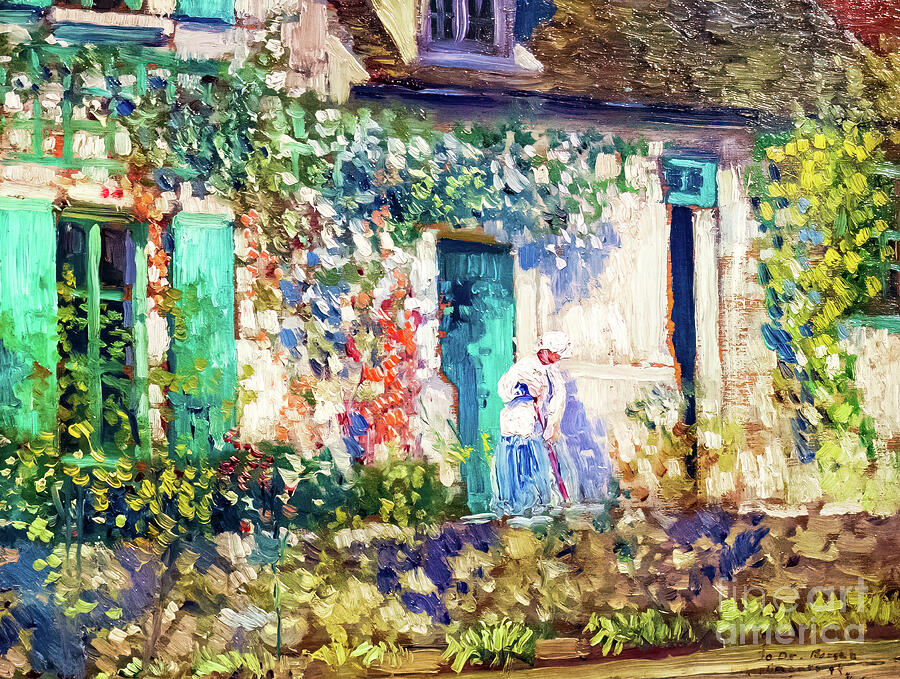 The House in Giverny by Frederick Carl Frieseke 1912 Painting by Frederik Carl Frieseke
