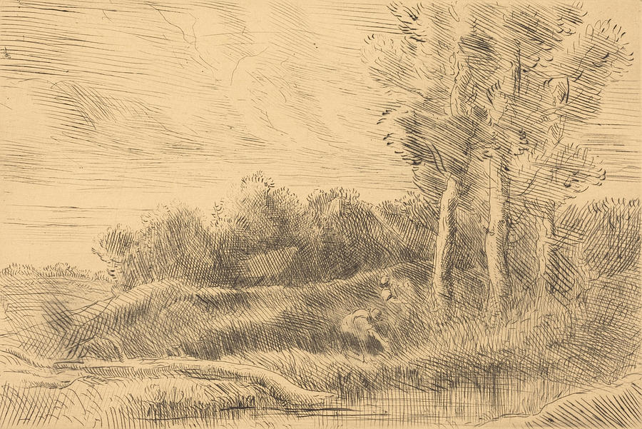 The House of the Well Drawing by Alphonse Legros