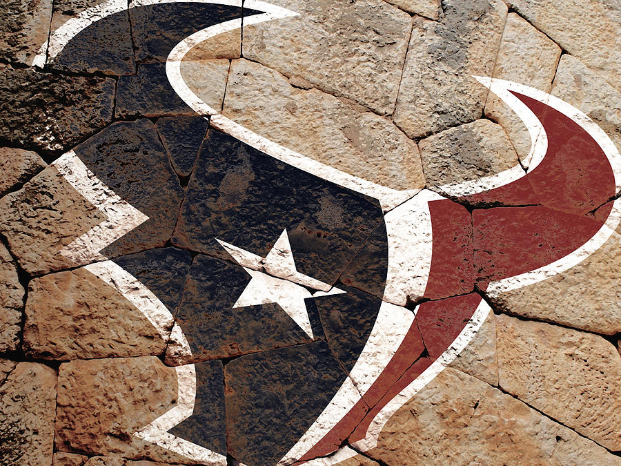The Houston Texans Stone Wall Mixed Media by Brian Reaves