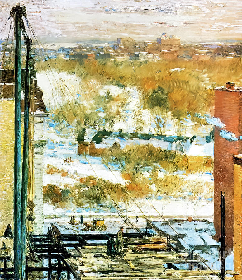 The Hovel and the Skyscraper by Childe Hasam 1904 Painting by Childe Hassam