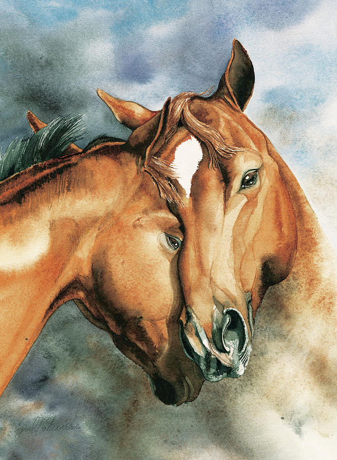 Horse Painting - The Hug by Ingrid Kostron