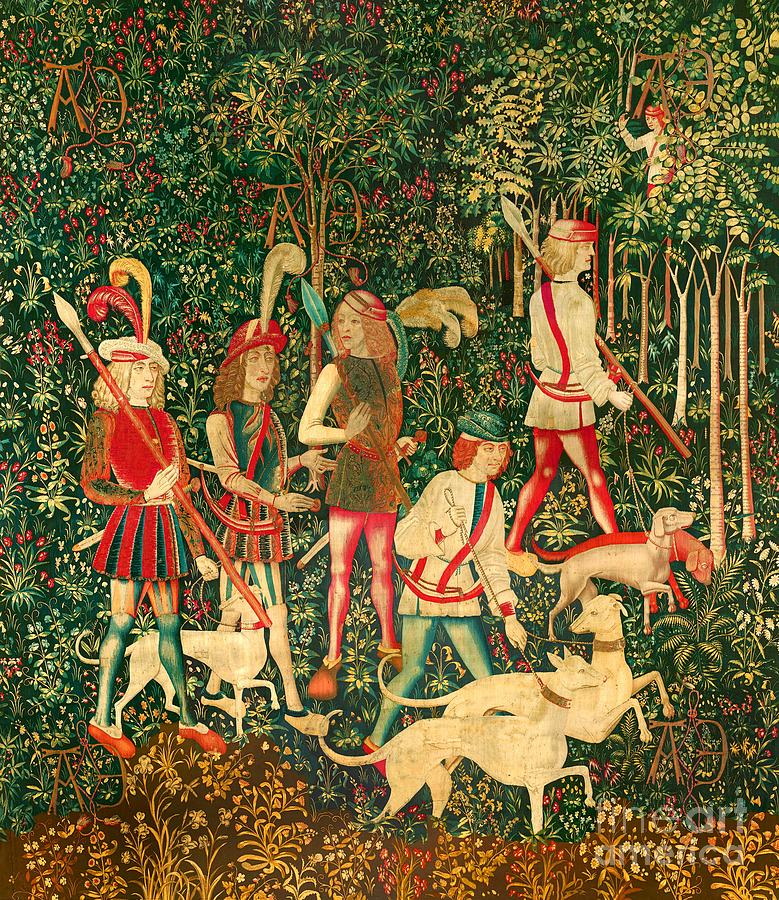 The Hunters Enter the Woods Tapestry - Textile by The Unicorn Tapestries