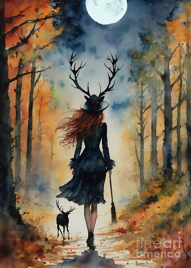 Fall Painting - The Hunters Moon by Lyra OBrien