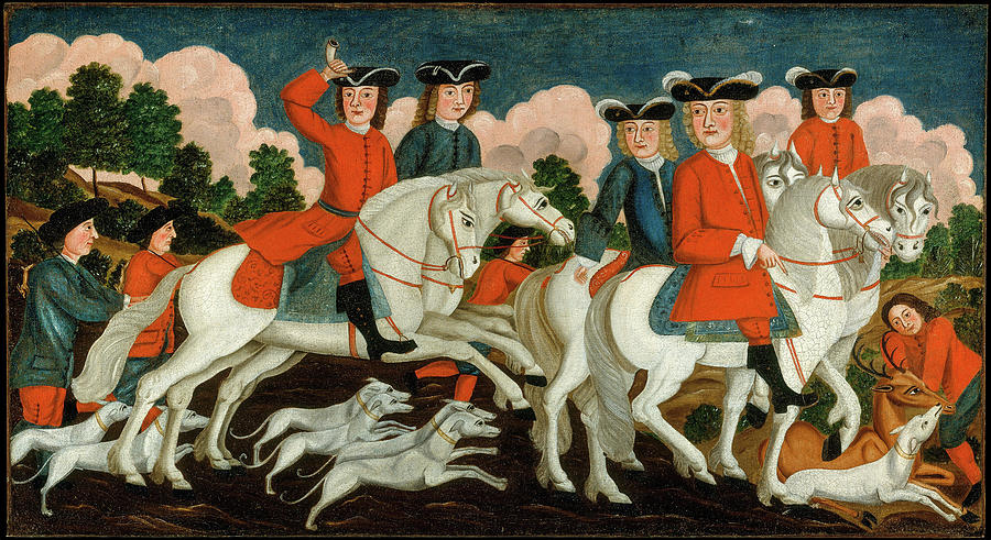 Horse Painting - The Hunting Party New Jersey by American 1750
