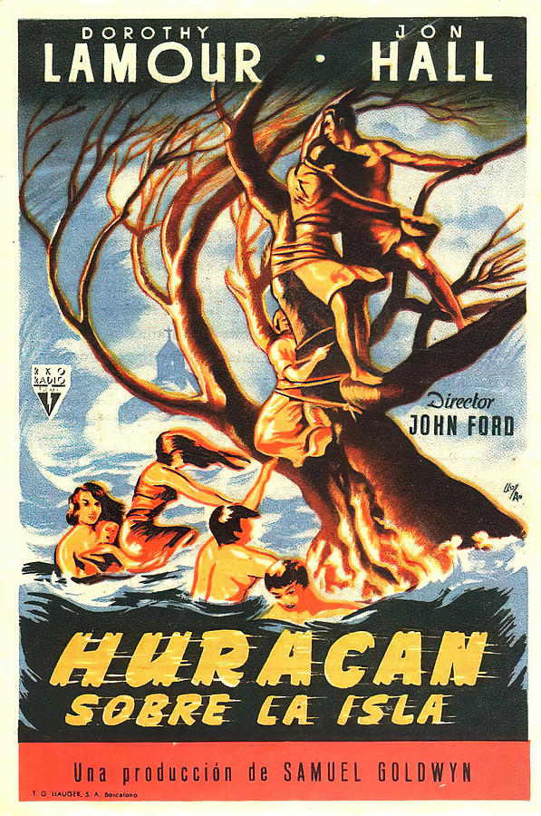 Vintage Mixed Media - The Hurricane, with Dorothy Lamour, 1937 by Movie World Posters