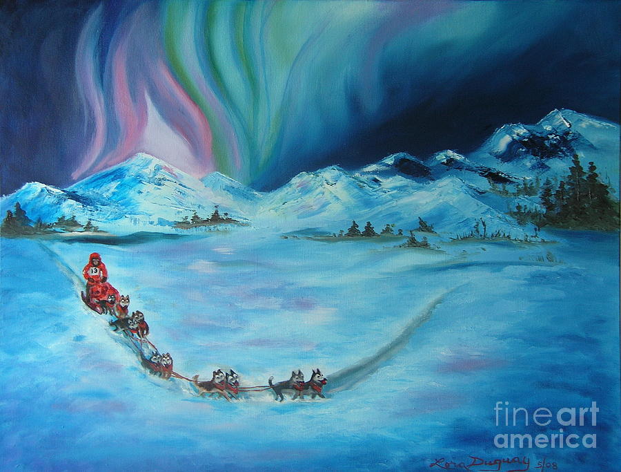 Iditarod Painting - The Iditarod Trail by Lora Duguay