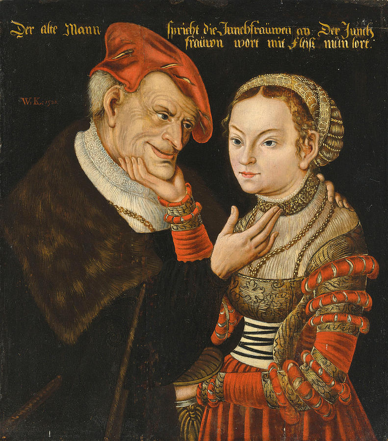 The ill-matched lovers  Painting by Wolfgang Krodel the Elder