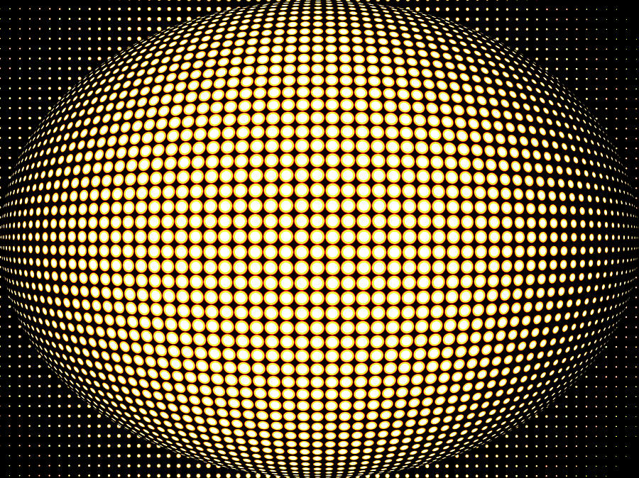 The illustration spotted circle 3D effect golden black background Photograph by Severija Kirilovaite