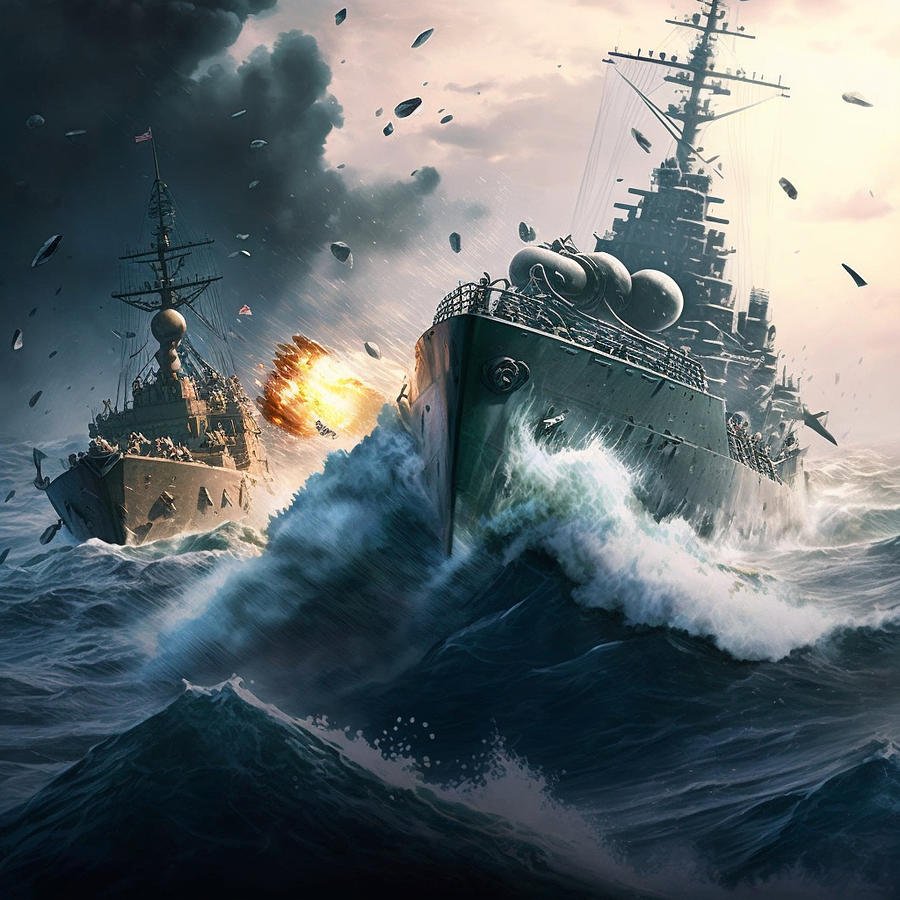 The image shows a scene of two enemy ships enga by Asar Studios Digital ...