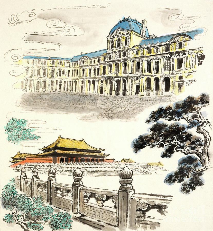 The Imperial Palace and the Louvre Palace Painting by Yan Bingwu