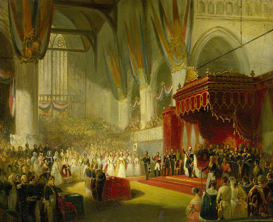 The Inauguration of King William II in the Nieuwe Kerk in Amsterdam on 28 November 1840 Painting by Nicolaas Pieneman