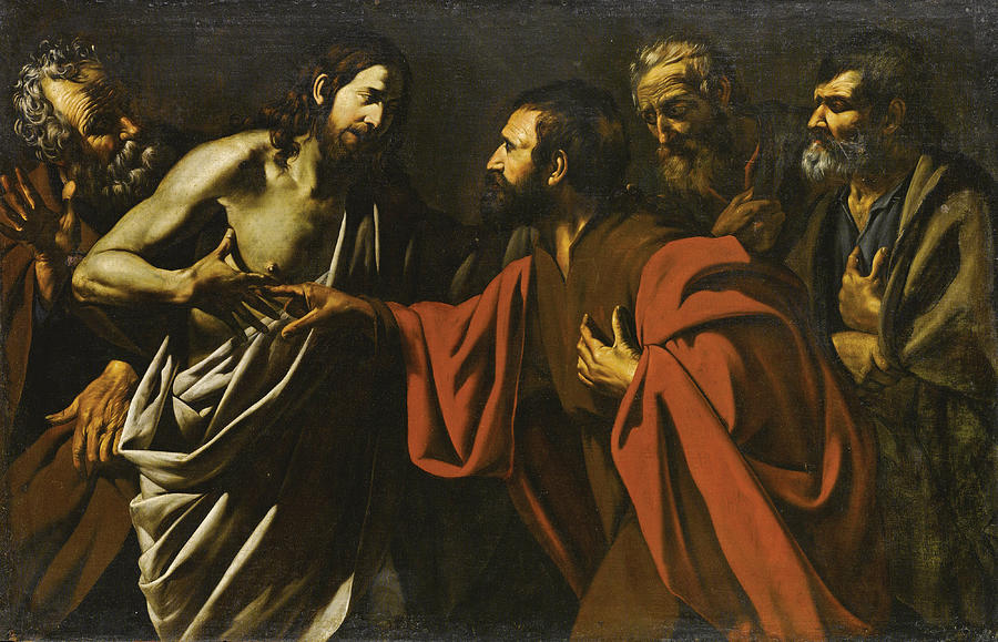 The incredulity of Saint Thomas Painting by Master of the Gamblers