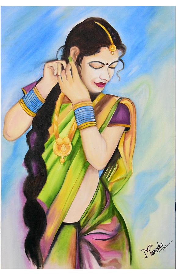 Indian women oil painting HD wallpapers | Pxfuel