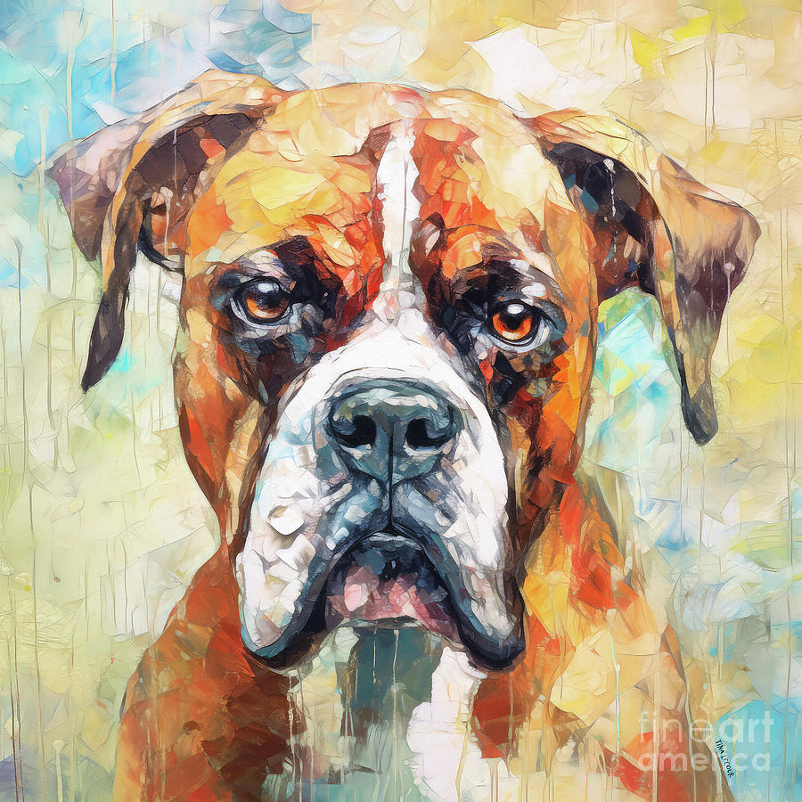 Dog Painting - The Inquisitive Boxer by Tina LeCour