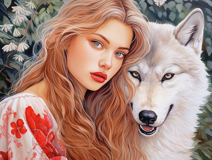 The Inspiring Tale of the Siberian Girl and Tundra Wolf Digital Art by OLena Art by Lena Owens - Vibrant DESIGN