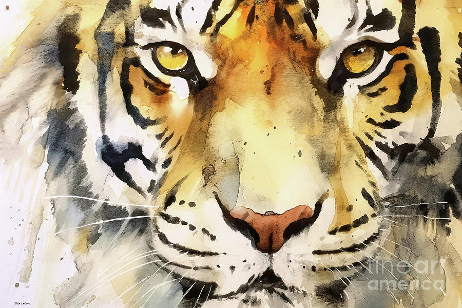 Cat Painting - The Intent Tiger by Tina LeCour