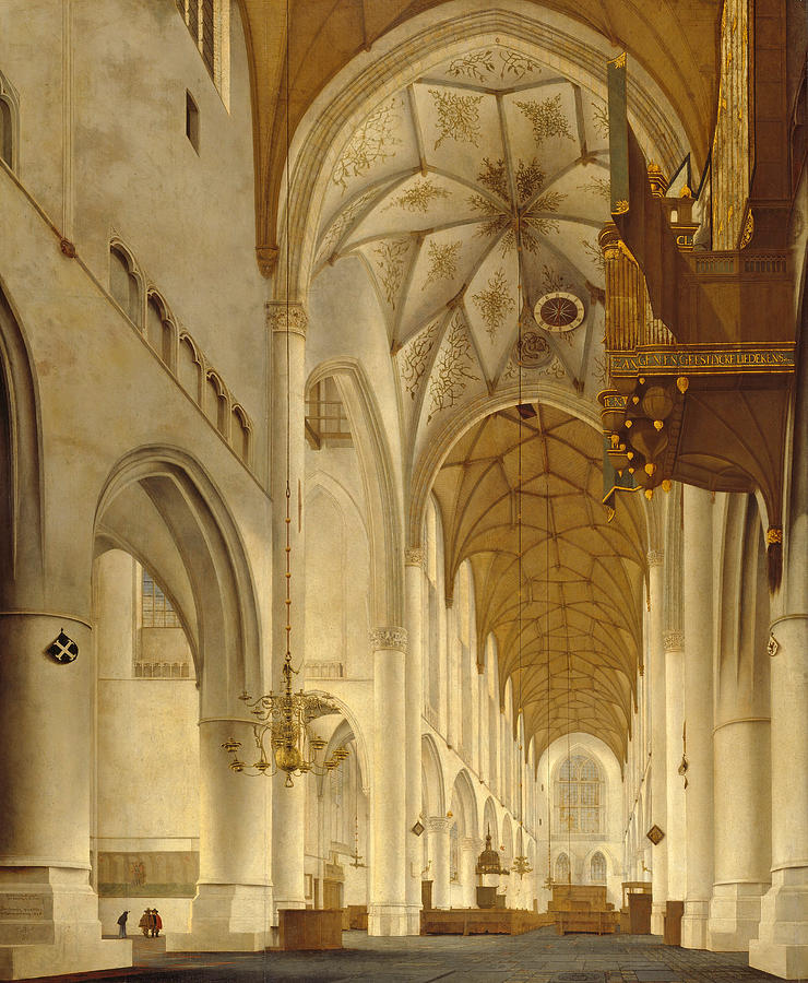 The Interior of Saint Bavos Church, Haarlem, The Grote Kerk Painting by Pieter Jansz Saenredam