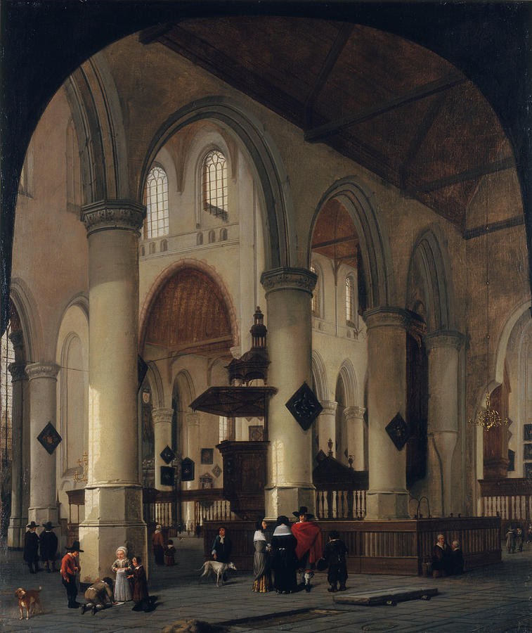 The Interior of the Old Church at Delft Painting by Hendrick Cornelisz ...