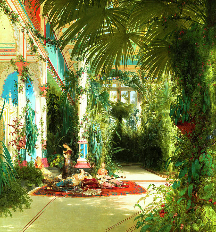 Nature Painting - The Interior of the Palm House on the Pfaueninsel Near Potsdam by Carl Blechen 1834 by Carl Blechen