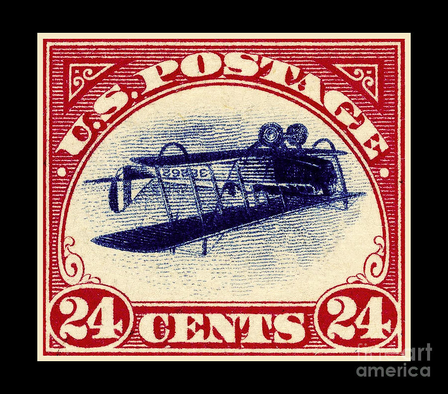 The Inverted Jenny Upside Down Biplane Stamp 20220525 Drawing by Wingsdomain Art and Photography