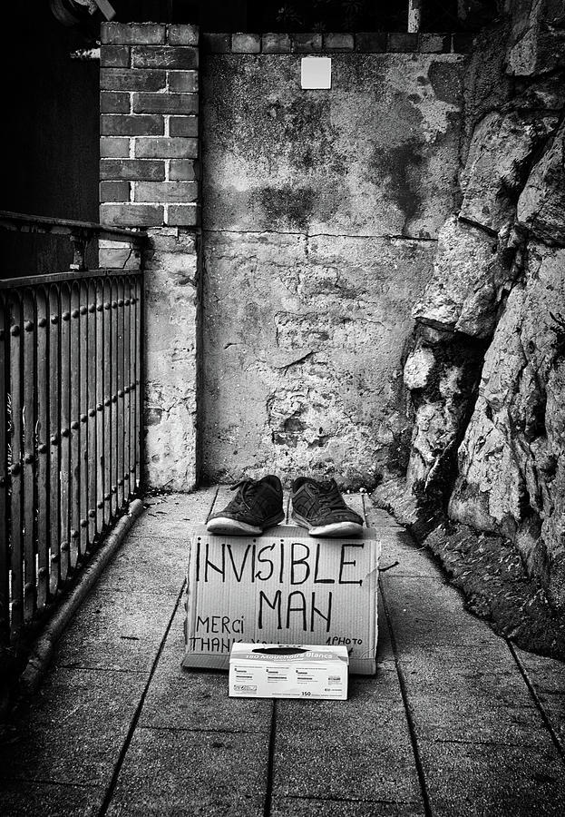 The Invisible Man at Work in Nice France Black and White Photograph by Shawn OBrien