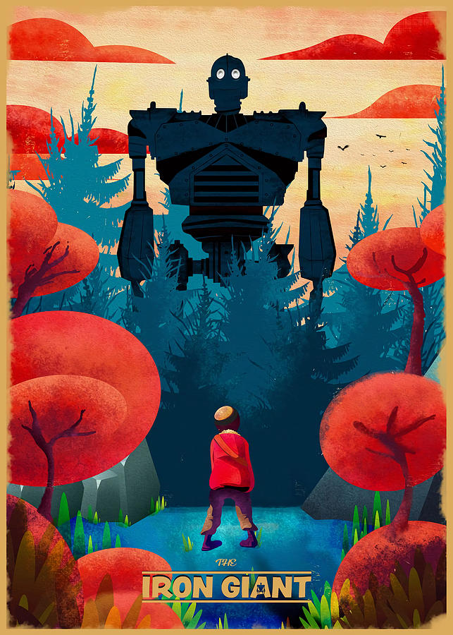 The Iron Giant Poster Niall Woods travel 70s Tapestry - Textile by ...