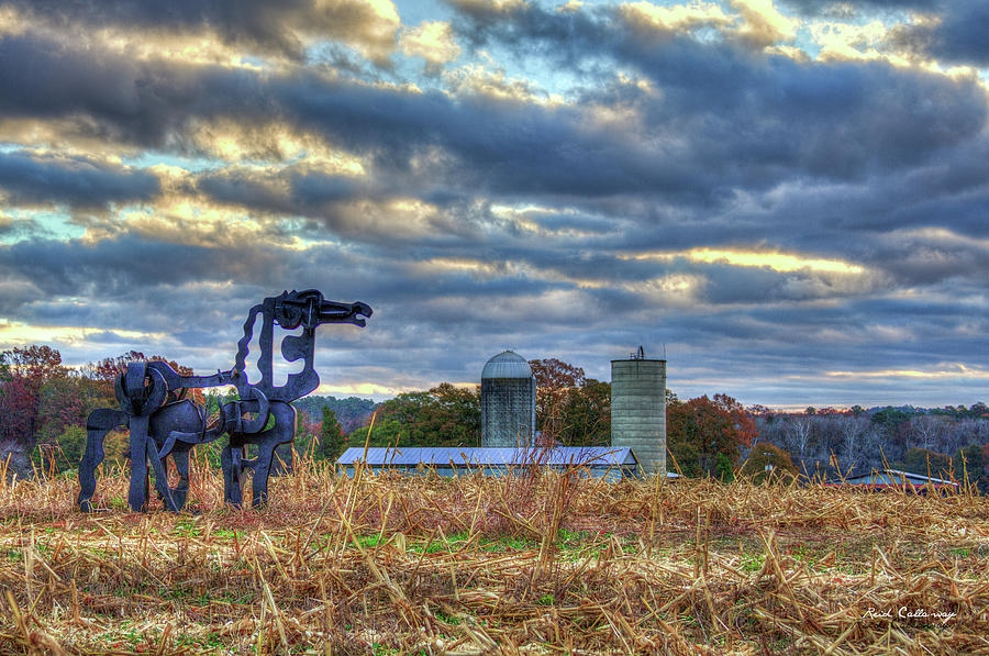 The Iron Horse Fall Sunrise Friends Farming Landscape Art Photograph by Reid Callaway