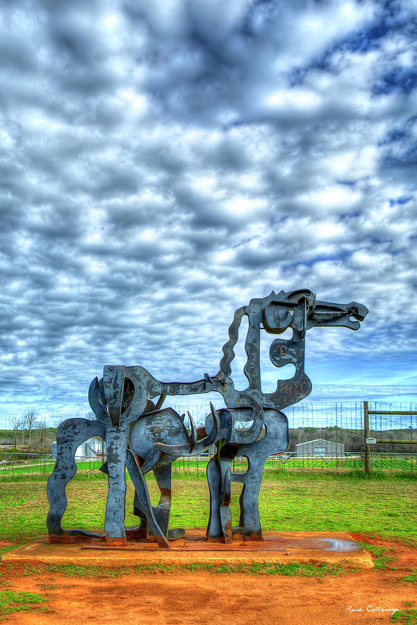 The Iron Horse Revealed 7 University Of Georgia Sculpture Landscape Agricultural Art Photograph by Reid Callaway