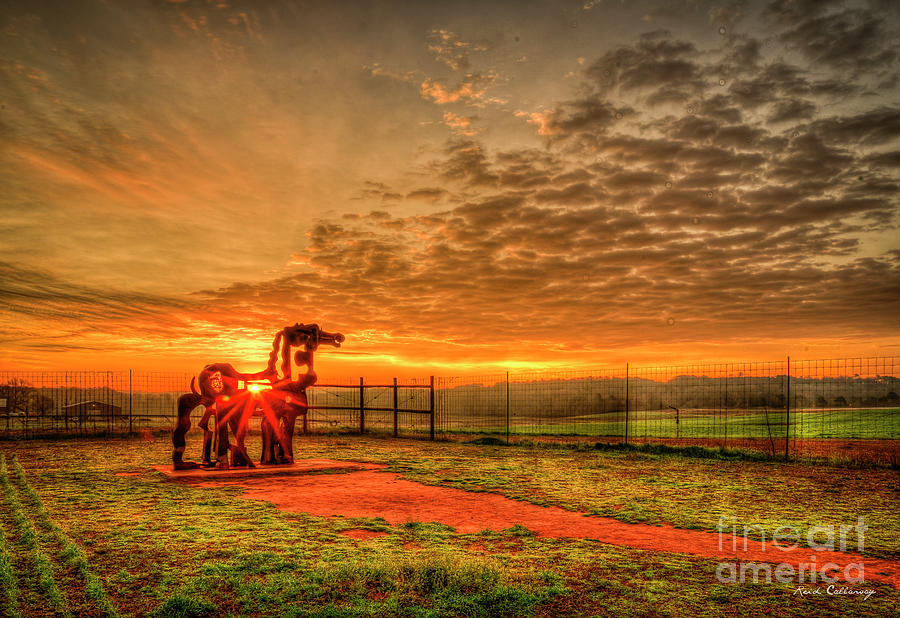The Iron Horse Sunup 777 UGA Iron Horse Farm Agricultural Landscape Sculpture Art Photograph by Reid Callaway